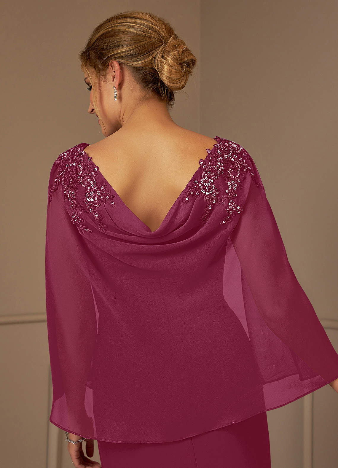 Illusion Neckline Chiffon Knee-Length Lace Dress Periwinkle main image 0
