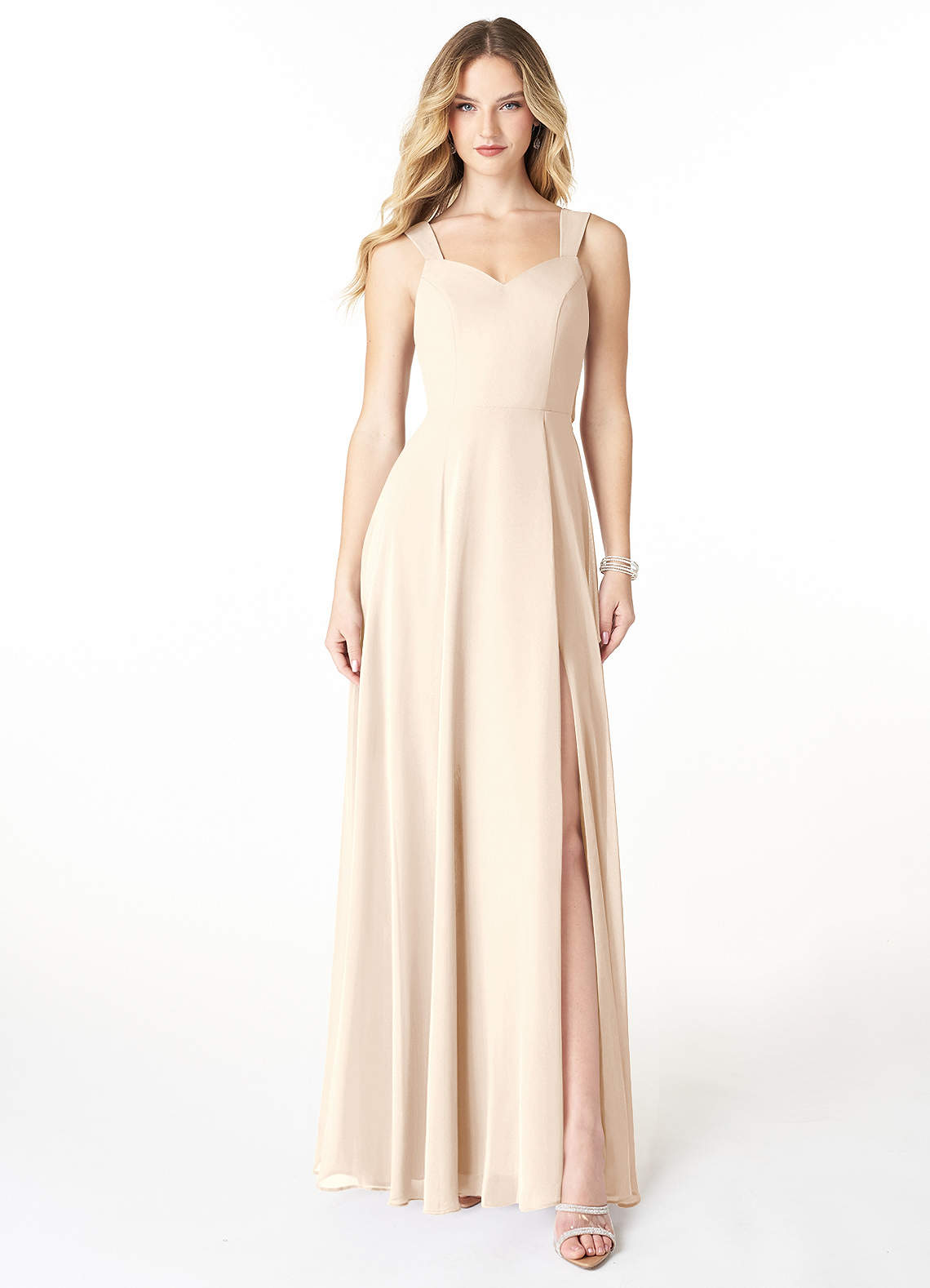 Azazie Julie Bridesmaid Dresses White Alabaster A-Line Sweetheart Neckline Chiffon Dress image1