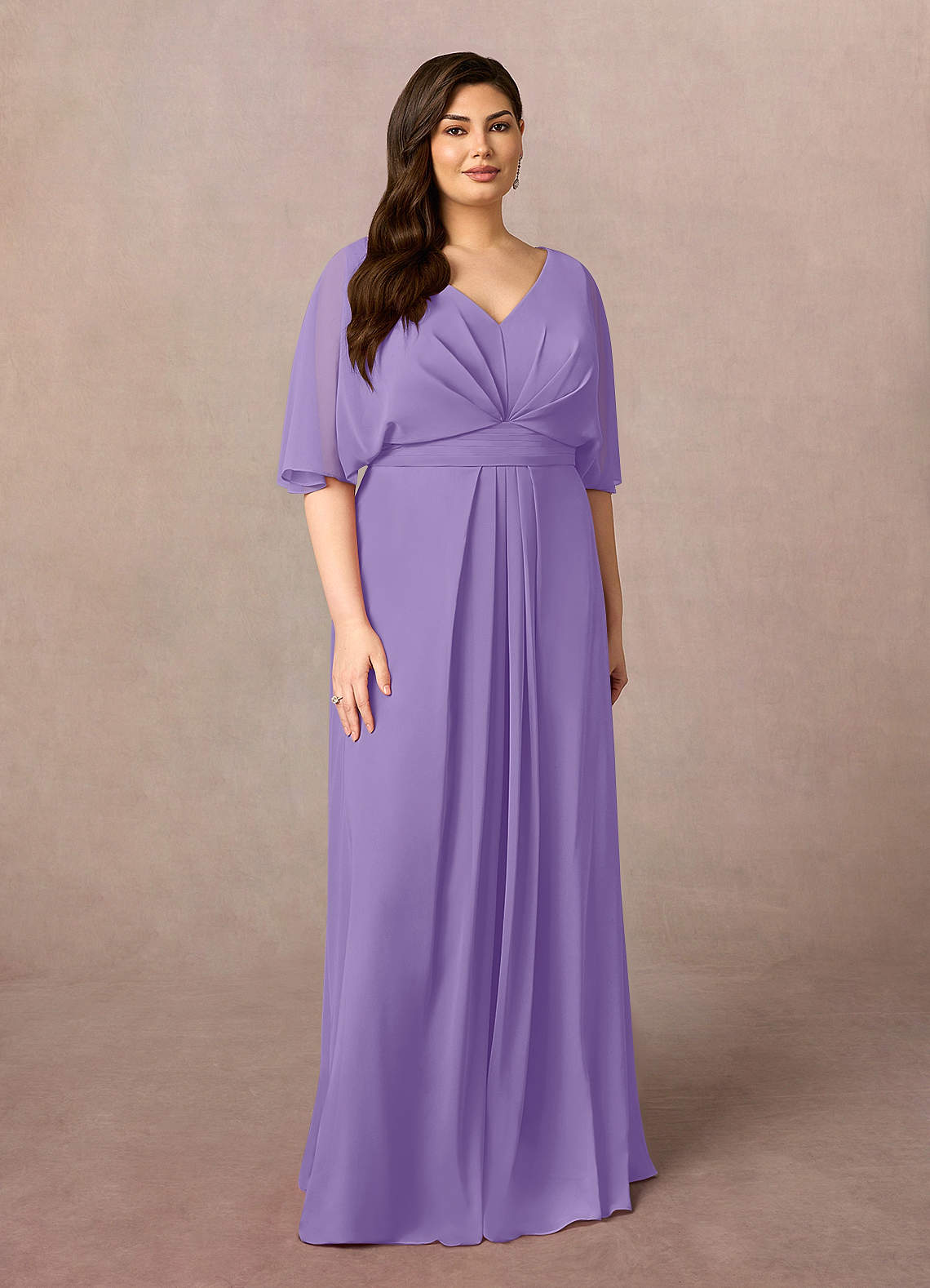 Azazie Oksana Mother of the Bride Dresses Tahiti A-Line V-Neck Pleated Chiffon Dress image1