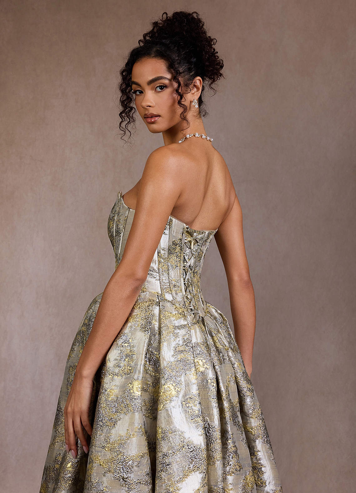 Mavis Gilded Silver Gown | Azazie
