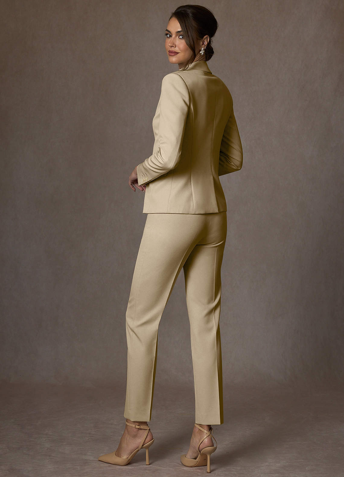 front Whitney Champagne Structured Stretch Blazer