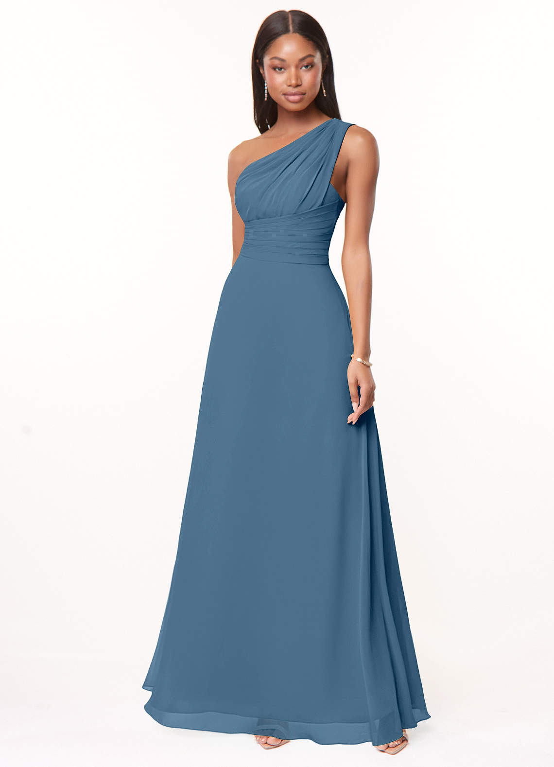 Azazie Ashley Bridesmaid Dresses Bermuda A-Line Ruched Chiffon Dress image1