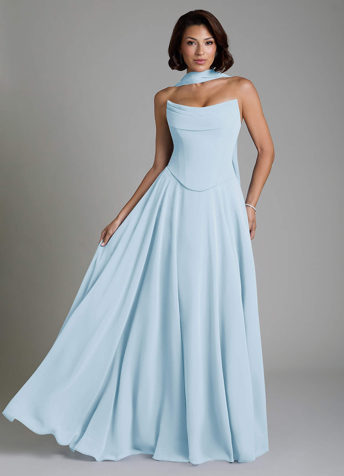 blue a line bridesmaid dresses Azazie Ira Hips 93cm