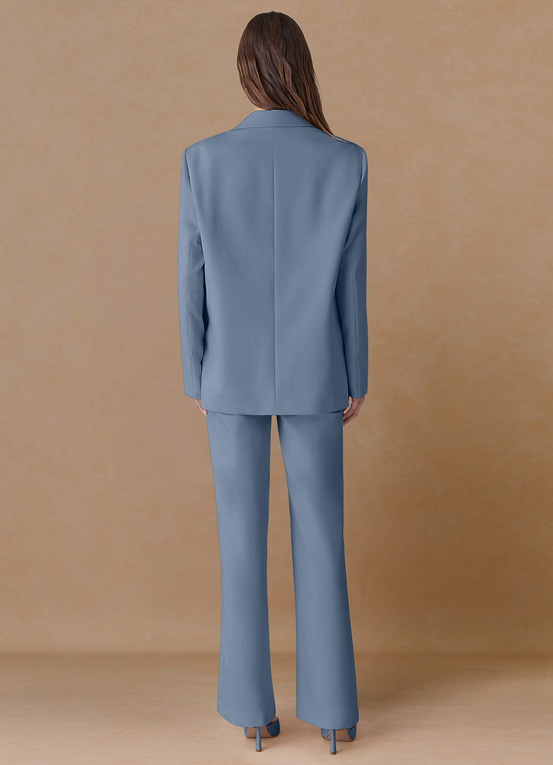 front Marina Bleu Poussiéreux Pantalon droit en tissu raffiné