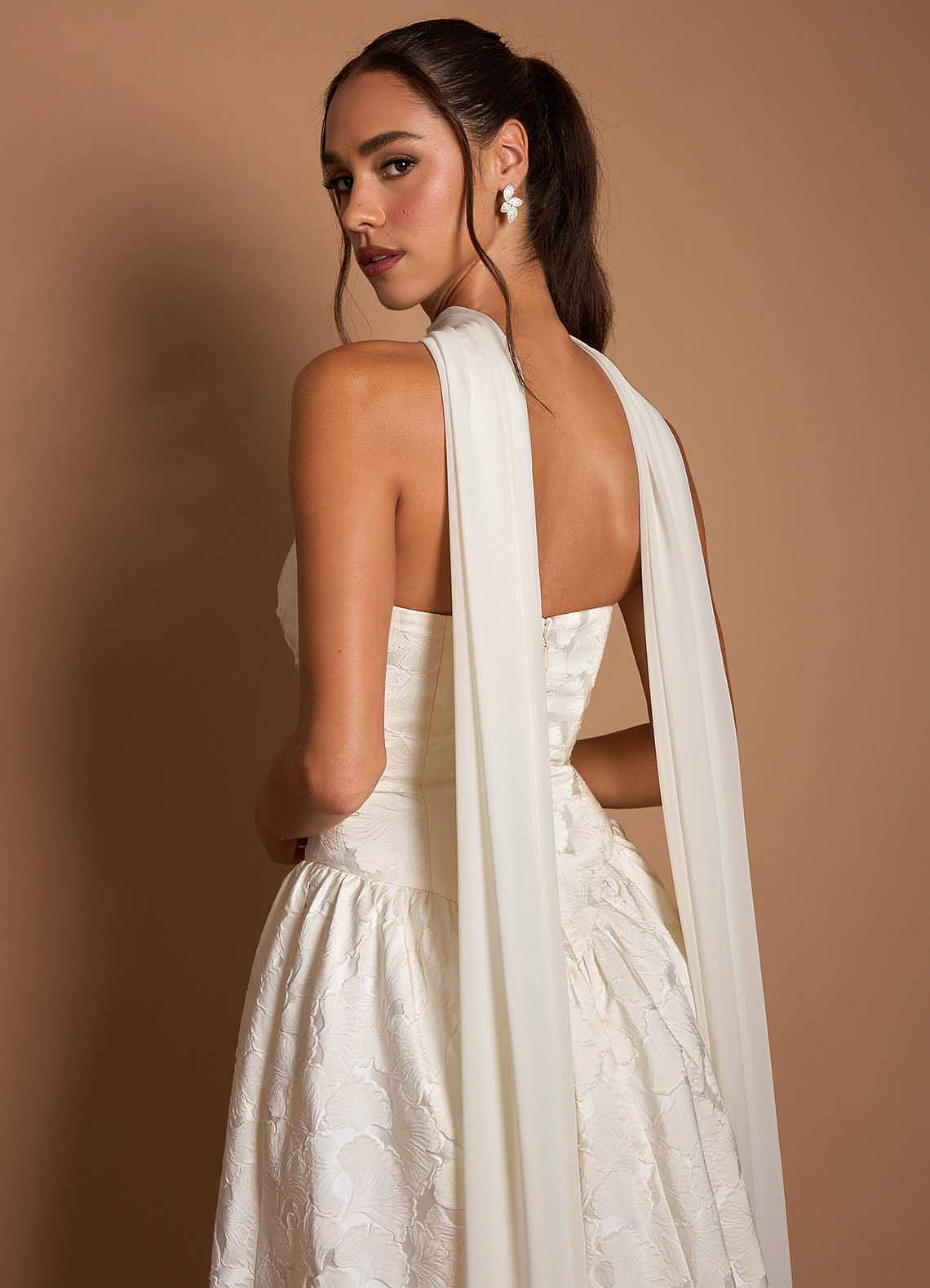 front Shiny Diamond Leaf Earrings