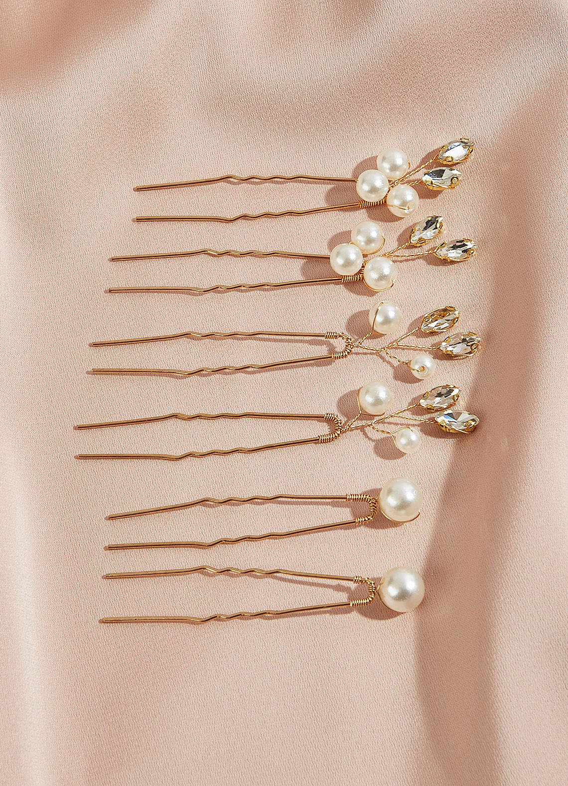 front Pearl Rhinestone Embellished Hair pins