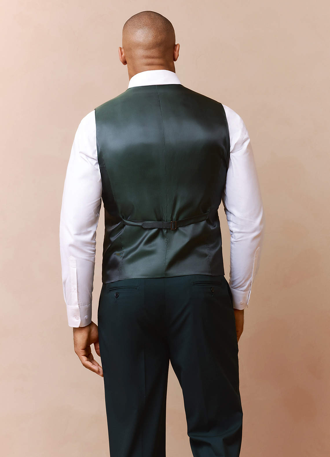 front Savile Dark Green Wool Blend Suit Vest