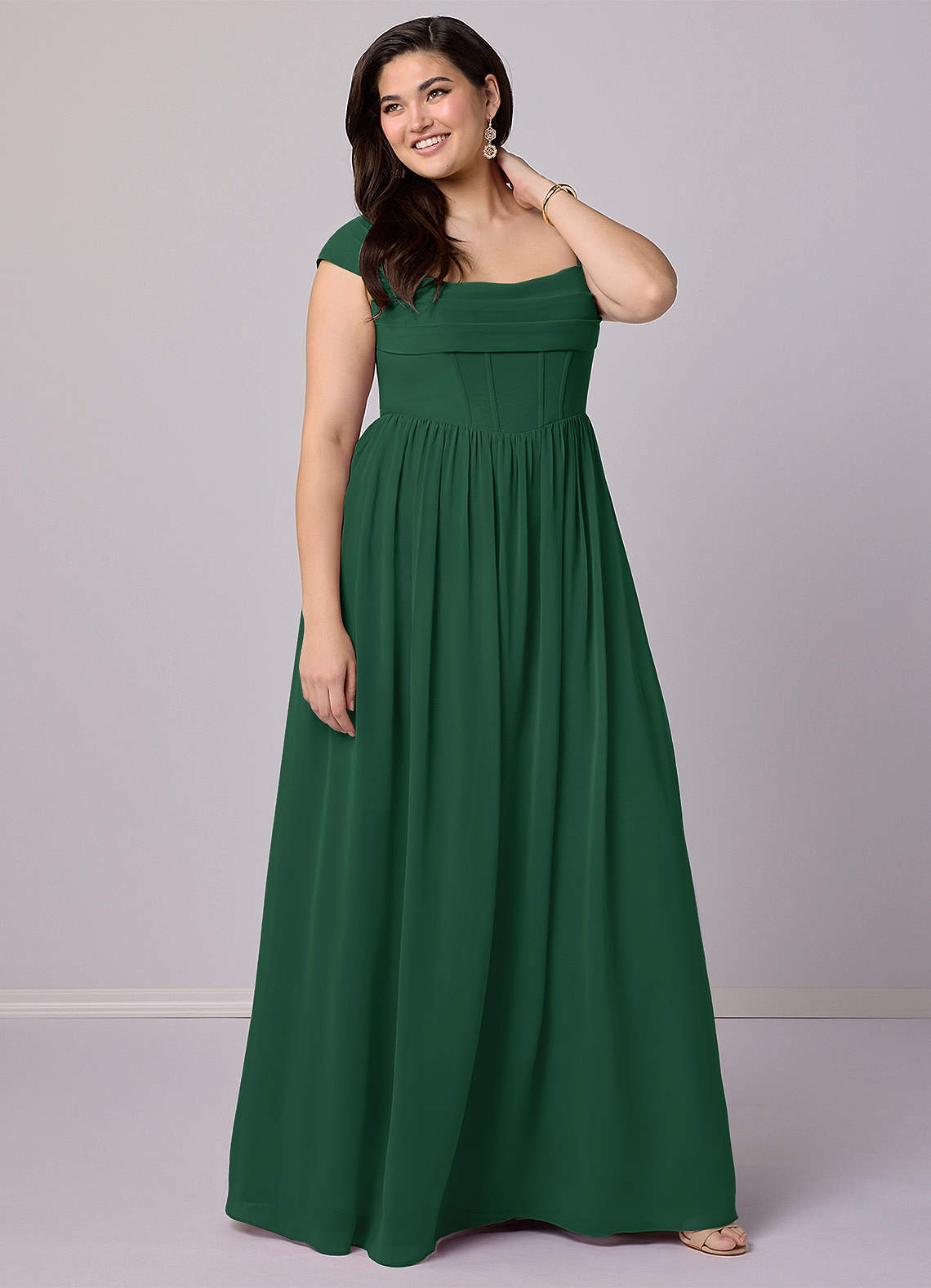 Barbie ♥ Azazie Bridesmaid Dresses Dark Green A-Line Corset Chiffon Dress image10