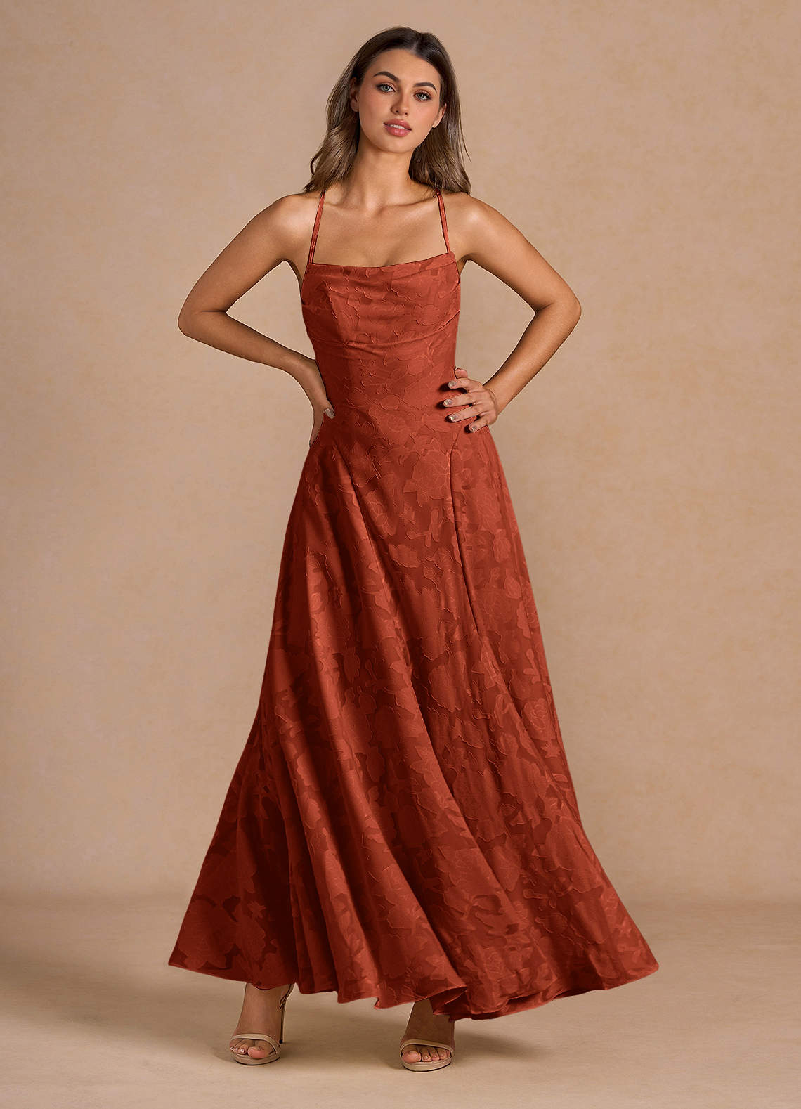 A.E.マルティ☆ファッションプレート『LA SOIRÉE TOSCANE』 Marlo Auburn Corset Prom Dress | Azazie