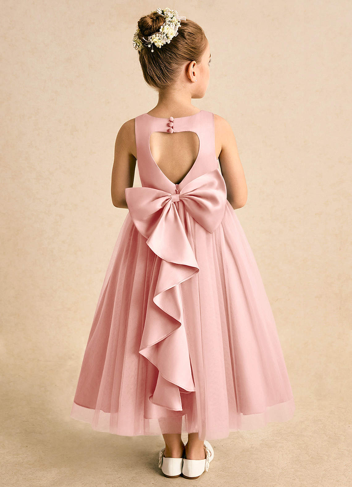 Azazie Solia Flower Girl Dresses Rosette Ball-Gown Bow Tulle Dress image1