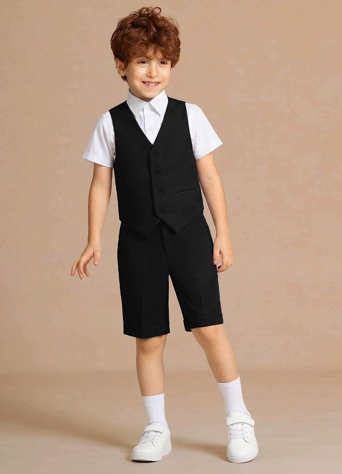 front Oliver Preto Conjunto de 4 peças para meninos: regata e shorts
