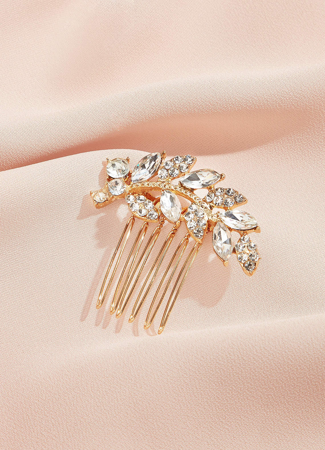 front Rhinestone Alloy Leaves Hair Comb