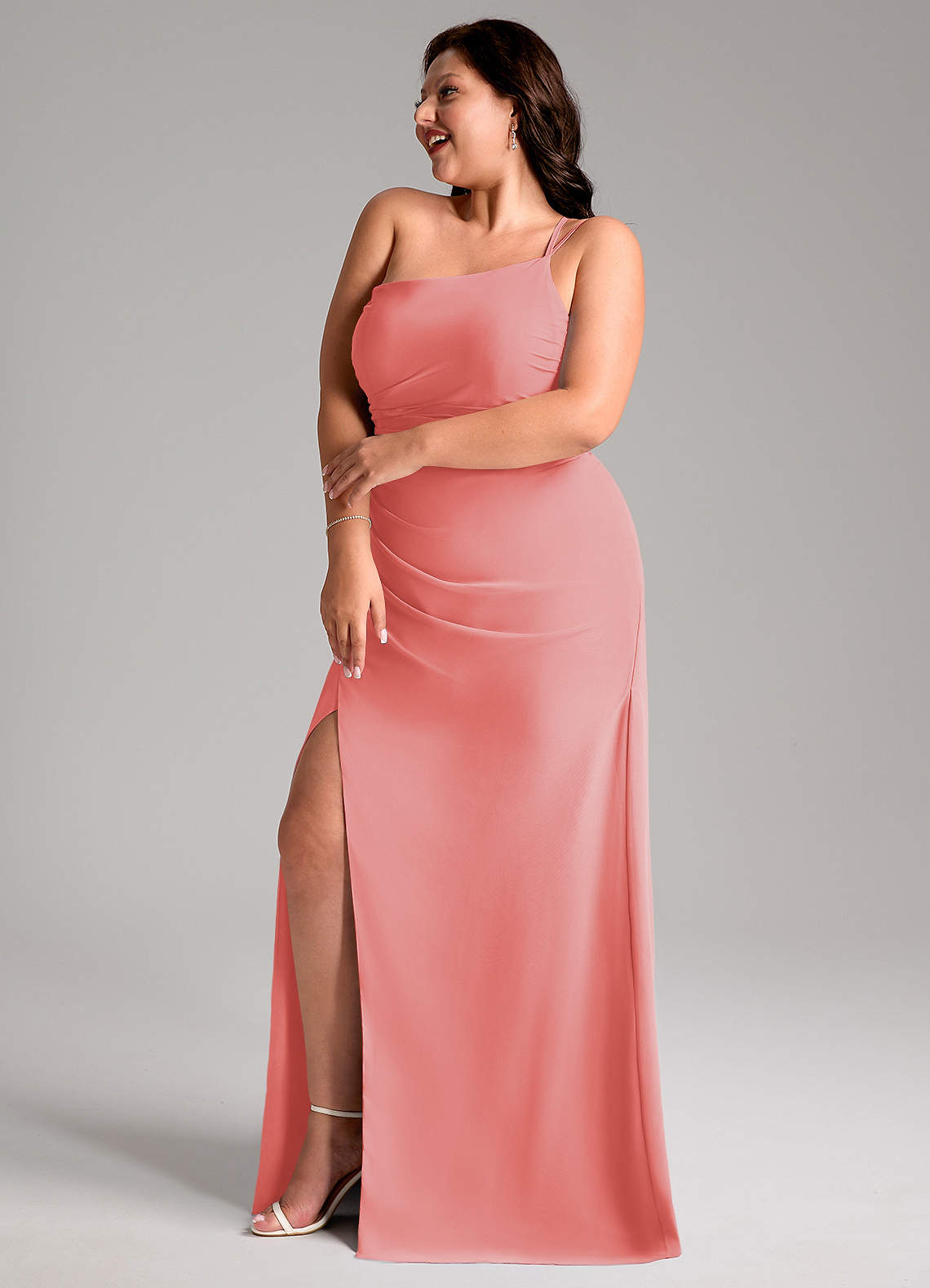 Azazie Eren Coral Chiffon Bridesmaid Dresses | Azazie
