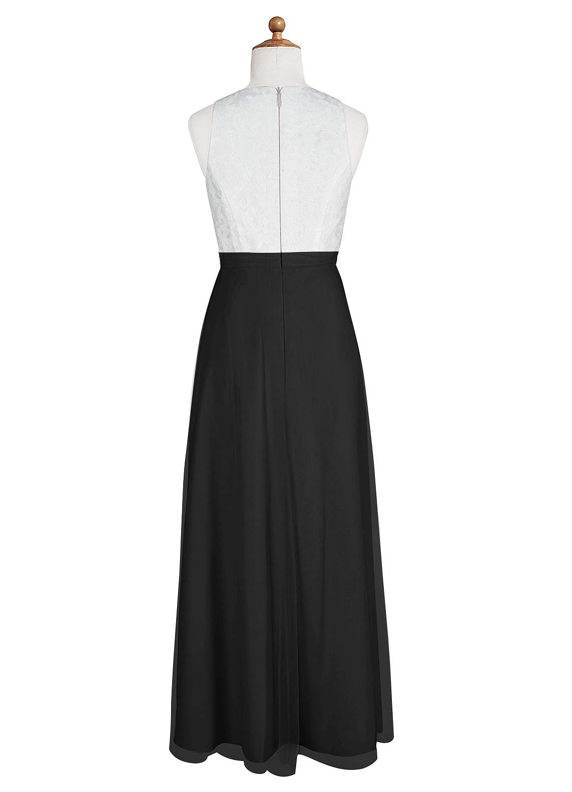 Azazie Albertine Junior Vestido de Negro de Gasa de Corte en A con Encaje image7