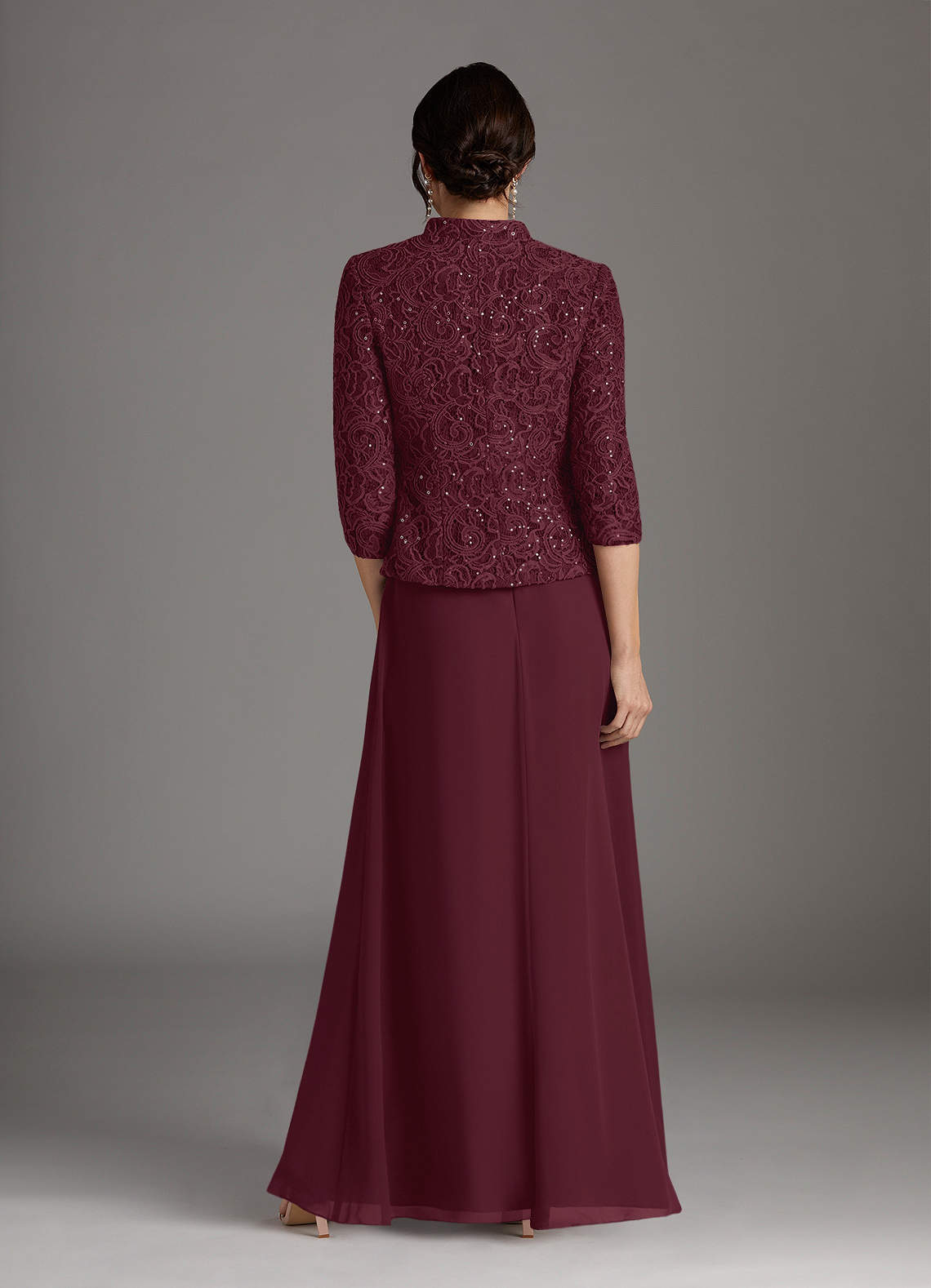 Azazie Cornelia Moeder van de bruid jurken Kolom Jurk van Chiffon Vierkante Halslijn Pailletten Cabernet image3