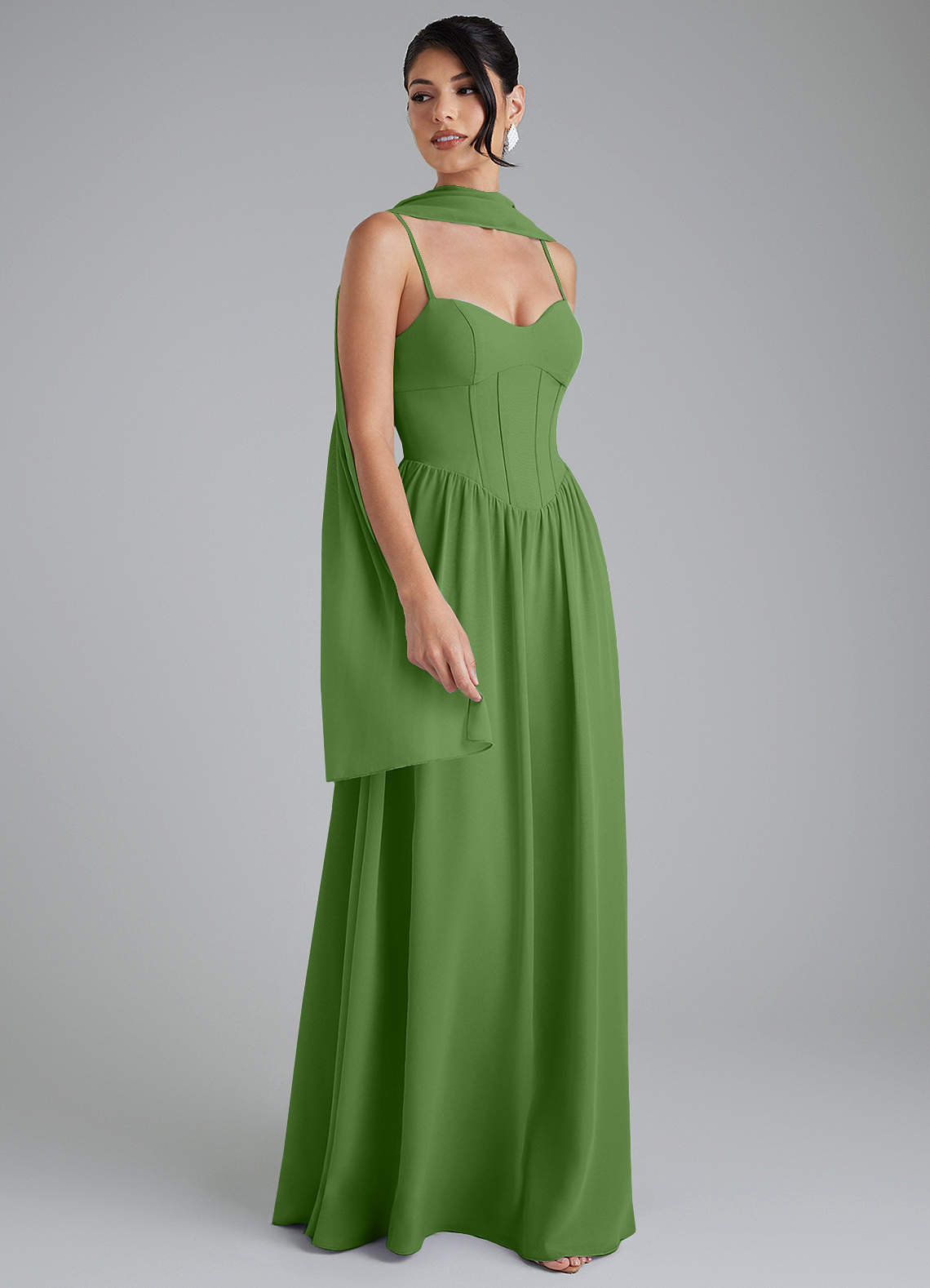 basil bridesmaid dress Azazie A-Line Sweetheart Floor-Length Chiffon Bridesmaid Dresses