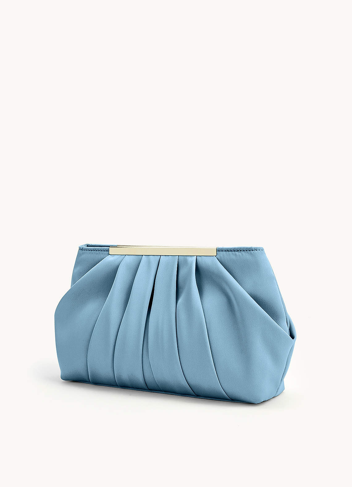 front Matching Color Stretch Satin Pleated Clutch