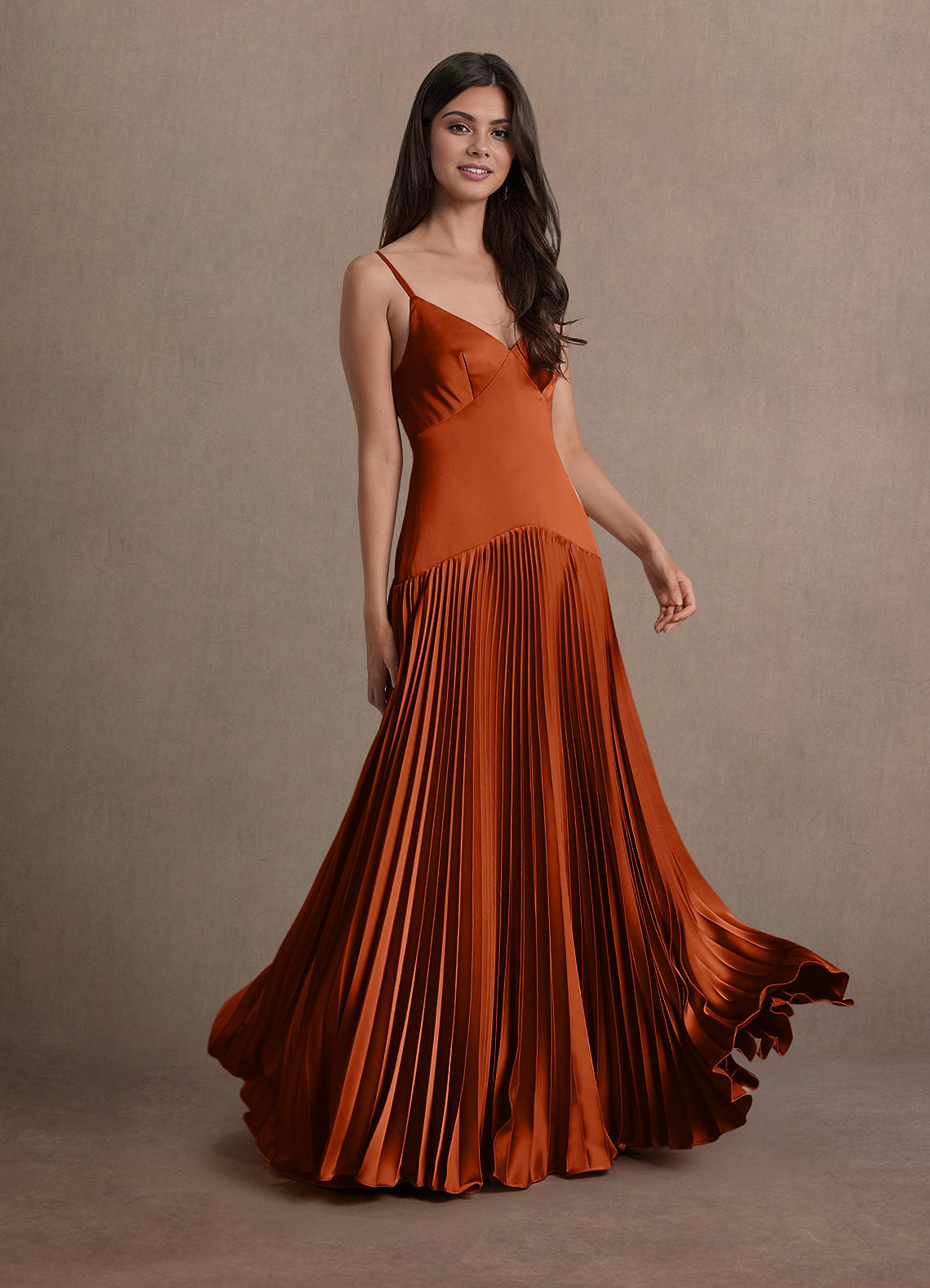Jill Rust Dropped Waist Gown | Azazie CA