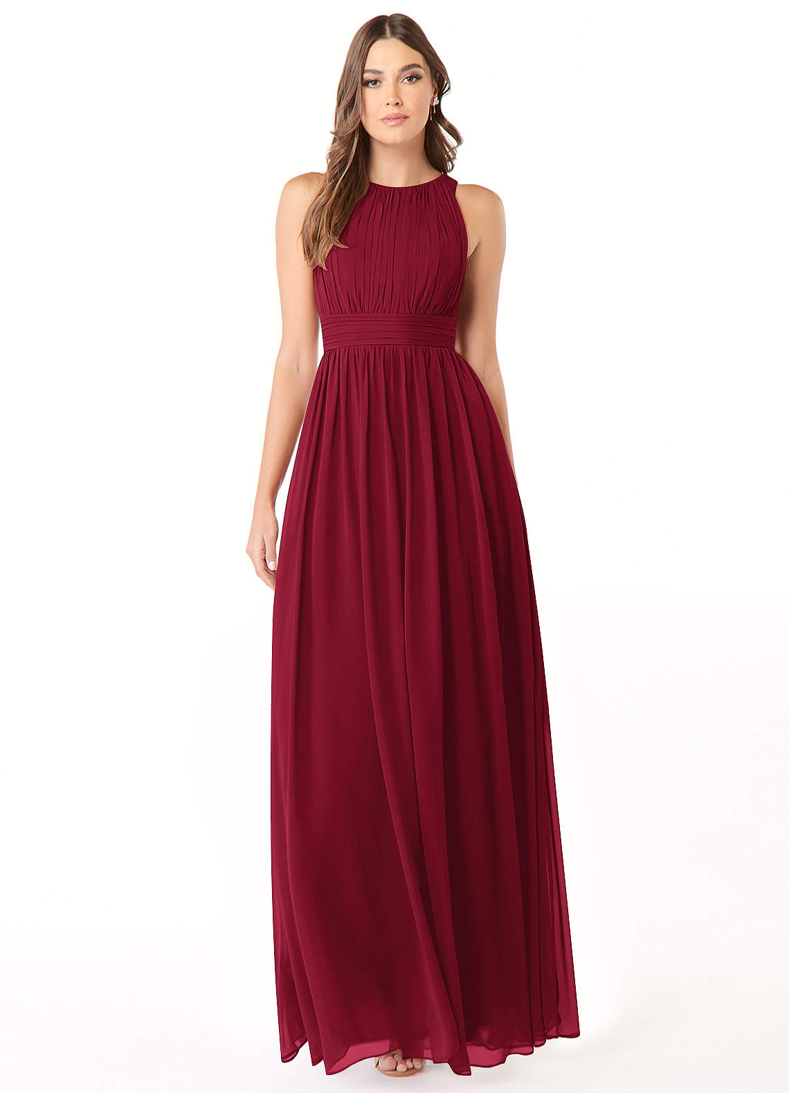 Azazie Luz Bridesmaid Dresses Burgundy A-Line Lace Chiffon Dress image1