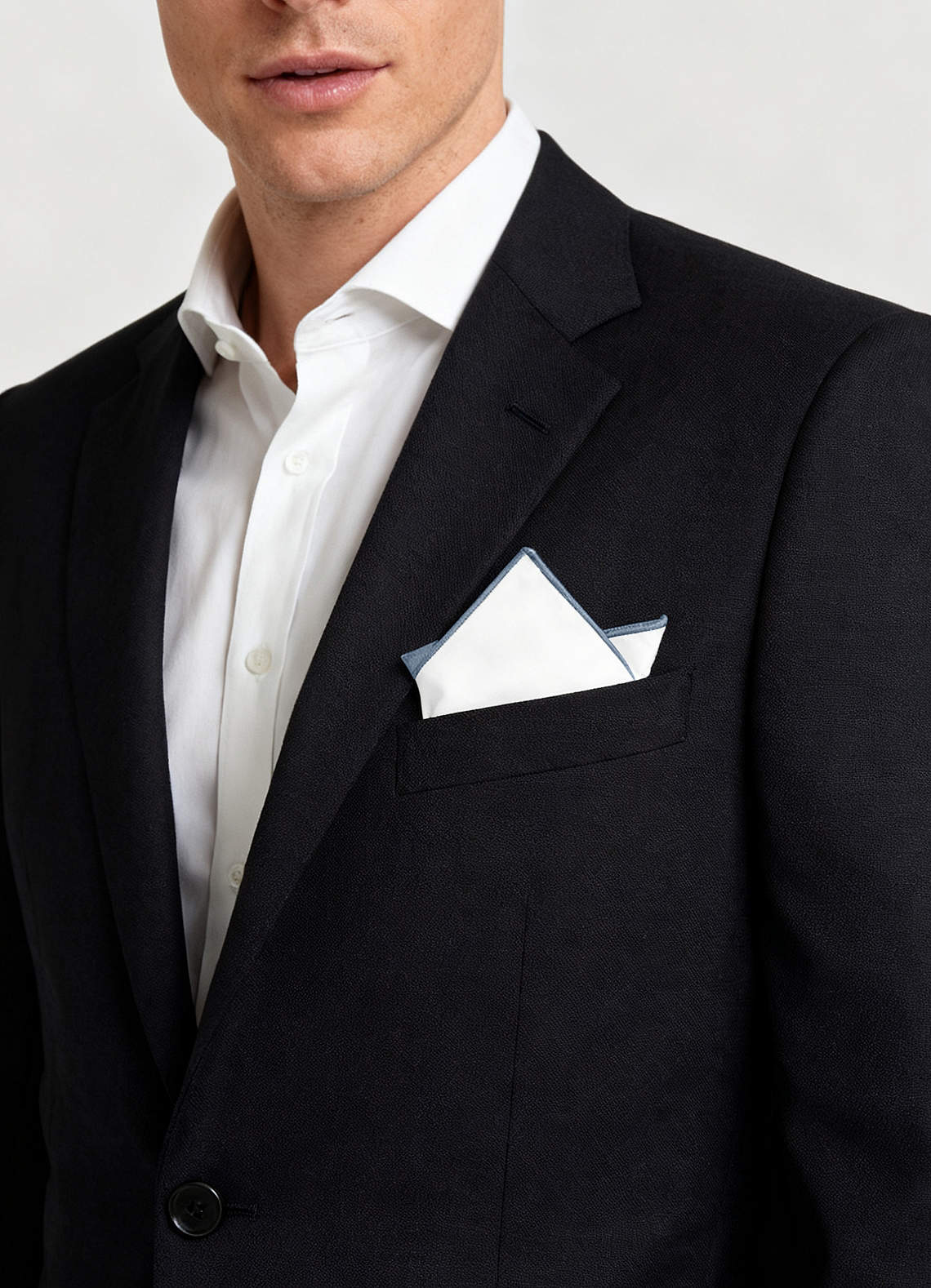 front Ivory Matte Satin Pocket Square with Colored Edge