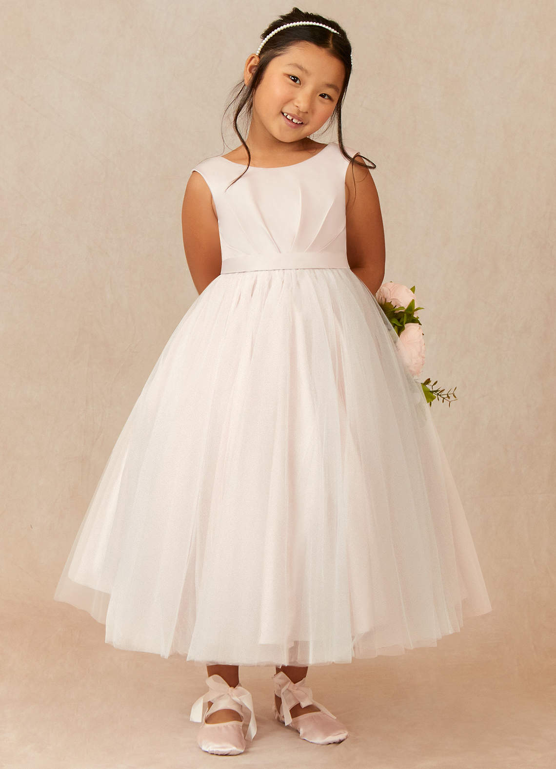 Azazie Bee vestidos de niña de las flores Vestido de Pétalo De Rosa de Tul de Princesa con Plisado image1
