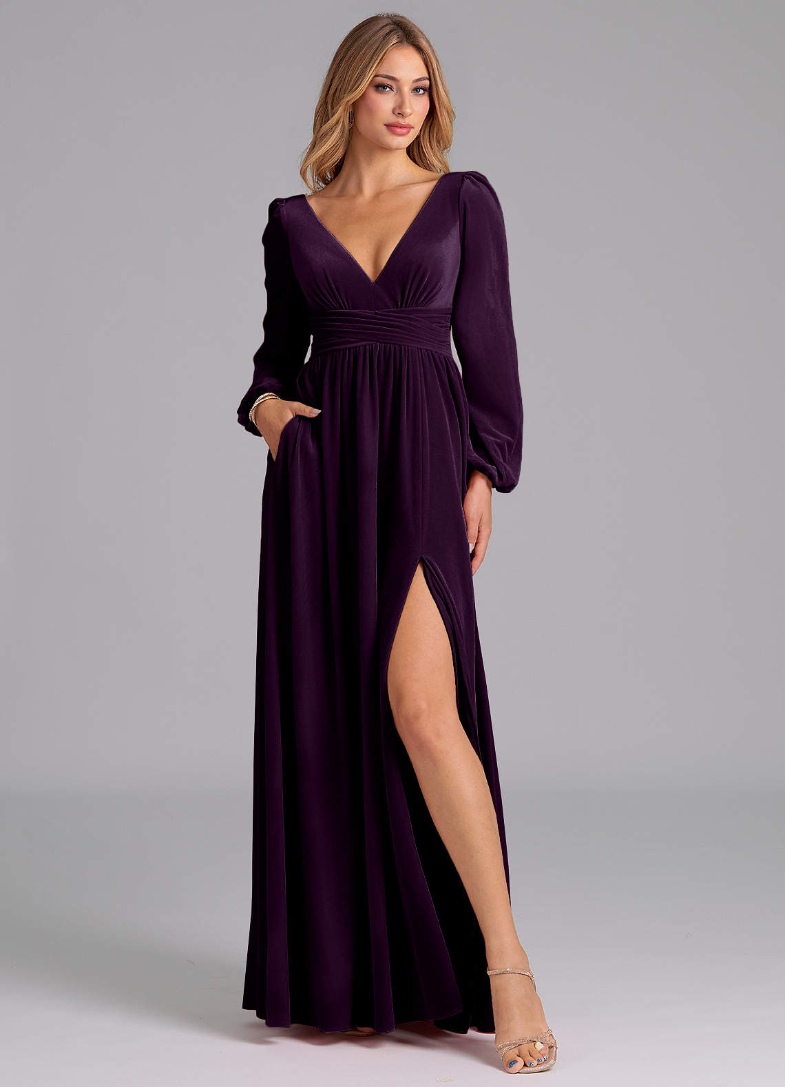 purple velvet bridesmaid dress Azazie Norah Promotion_FallEssentials24 Color:Marine Disney Cinderella Princess Doll With built