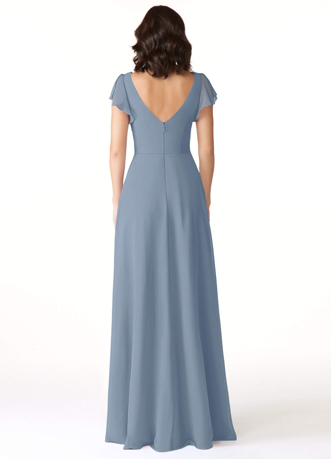 Azazie Omari Bridesmaid Dresses Dusty Blue A-Line Chiffon Dress image1
