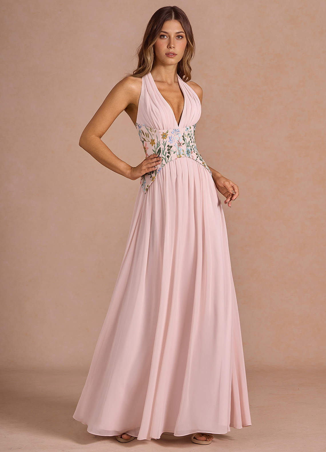 Ellis Blush Pink Multi Maxi Dress Azazie