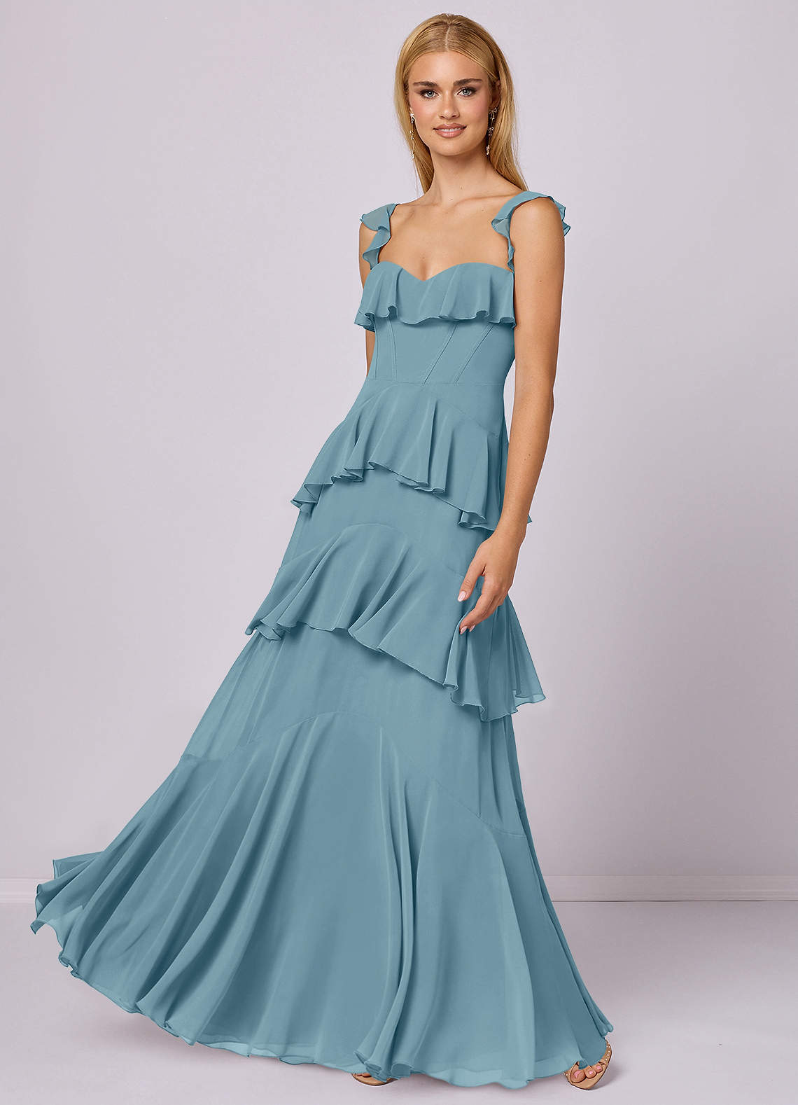 Barbie ♥ Azazie Bridesmaid Dresses Moody Blue A-Line Sweetheart Neckline Chiffon Dress image1
