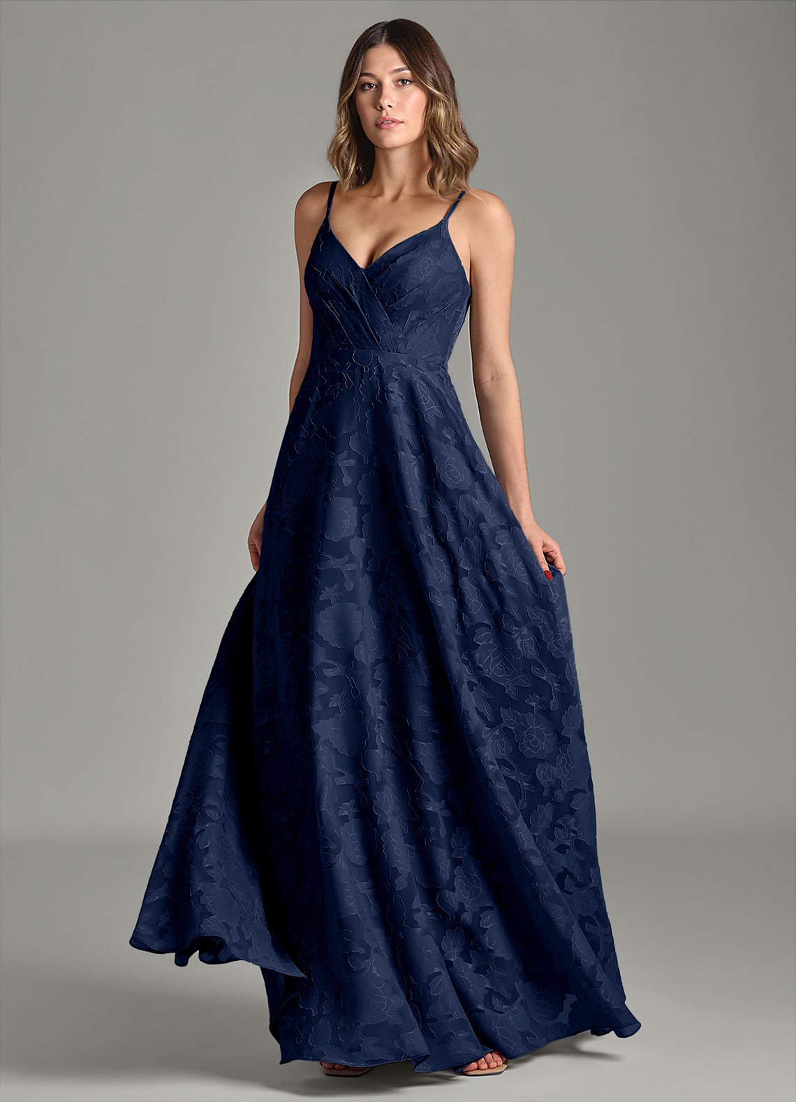 Azazie Amani Brudepigekjoler En streg Plisseret Blomsterudbrændthed Gulv-længde Kjole image3