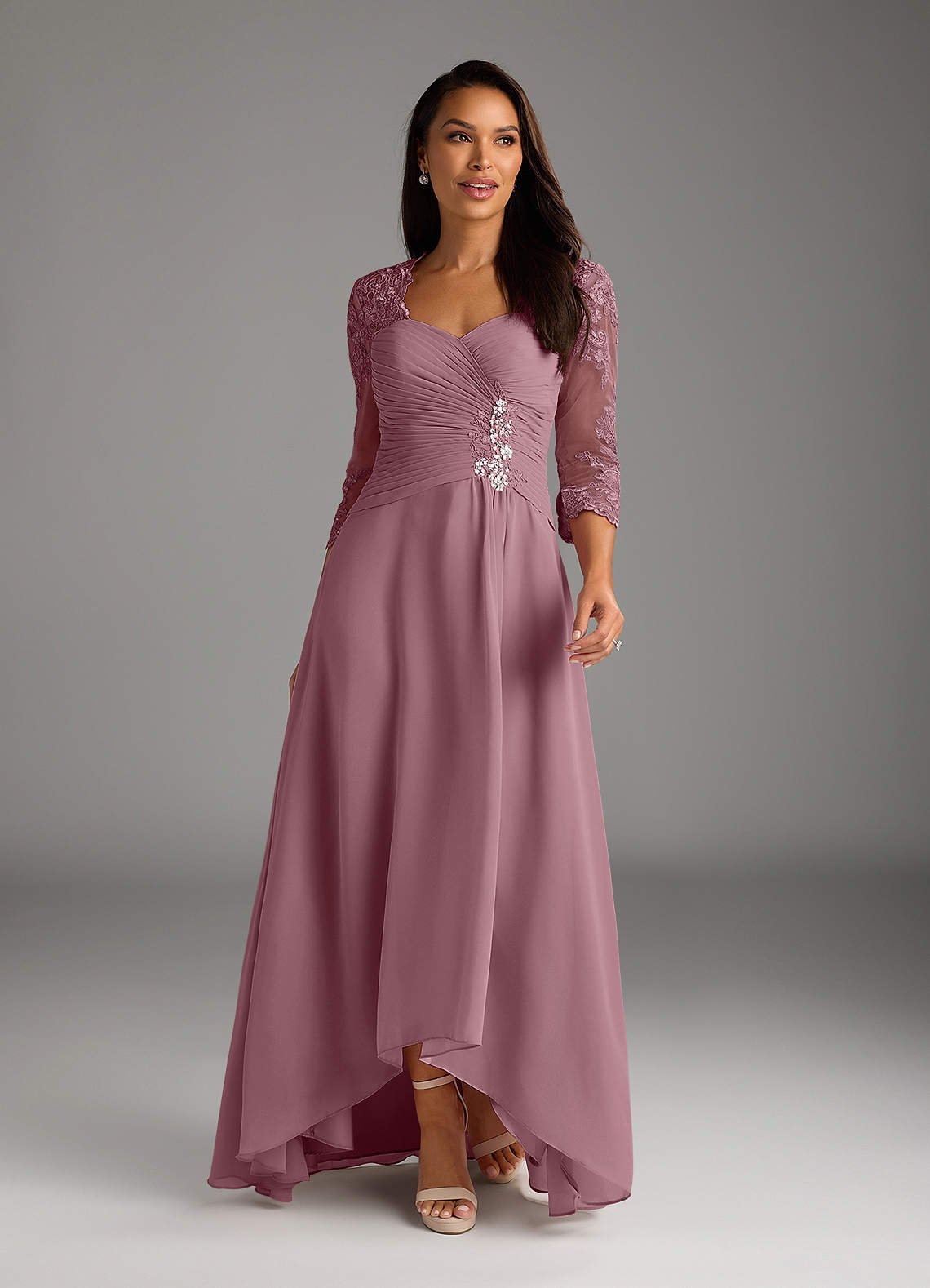 Azazie Devereaux Abiti per la Madre della Sposa Abito A-Line in Chiffon Pizzo Vintage Malva image1