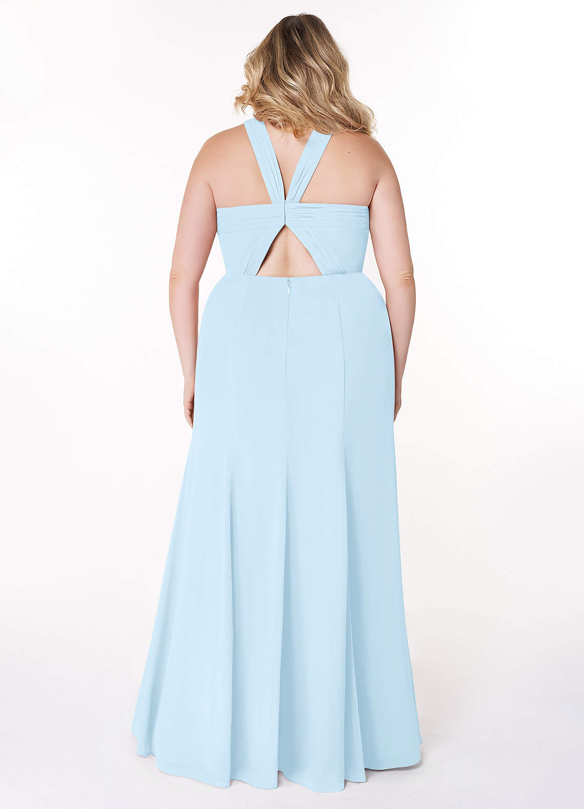 Azazie Rue Bridesmaid Dresses Sky Blue A-Line Halter Chiffon Dress image7