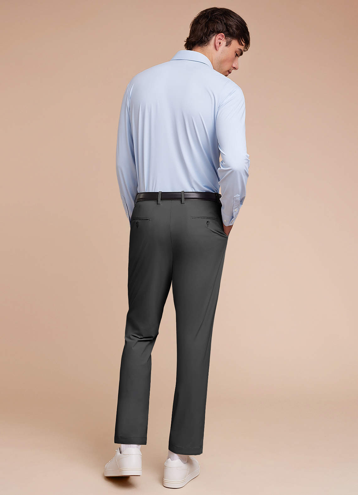 front Vincent Grey Structured High Stretch Dress Pants