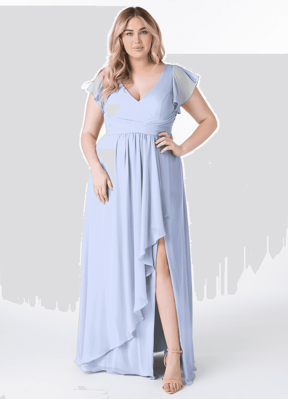 Azazie Omari Bridesmaid Dresses Ice A-Line Chiffon Dress image1