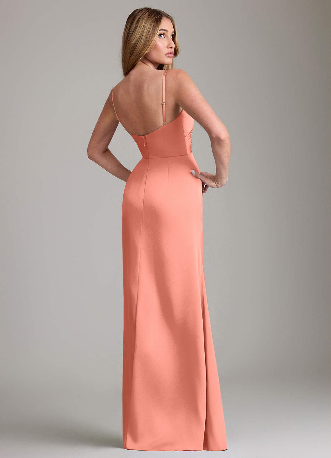 salmon colored cocktail dresses Azazie Danelle Azazie size:UK 8 Go Live: 02-15-2026 Strapless Satin Fit And Made In Los Angeles
