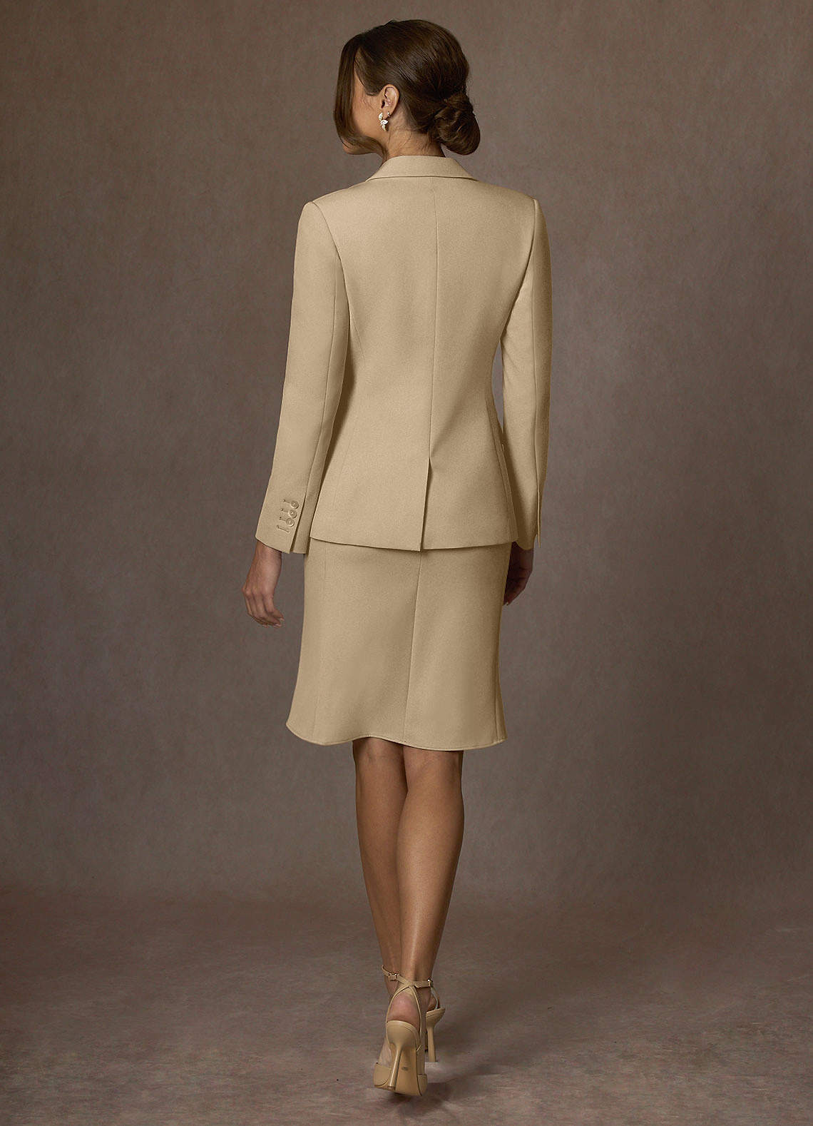 front Kennedy Champagne Structured Stretch Jacket and Dress Suit Set
