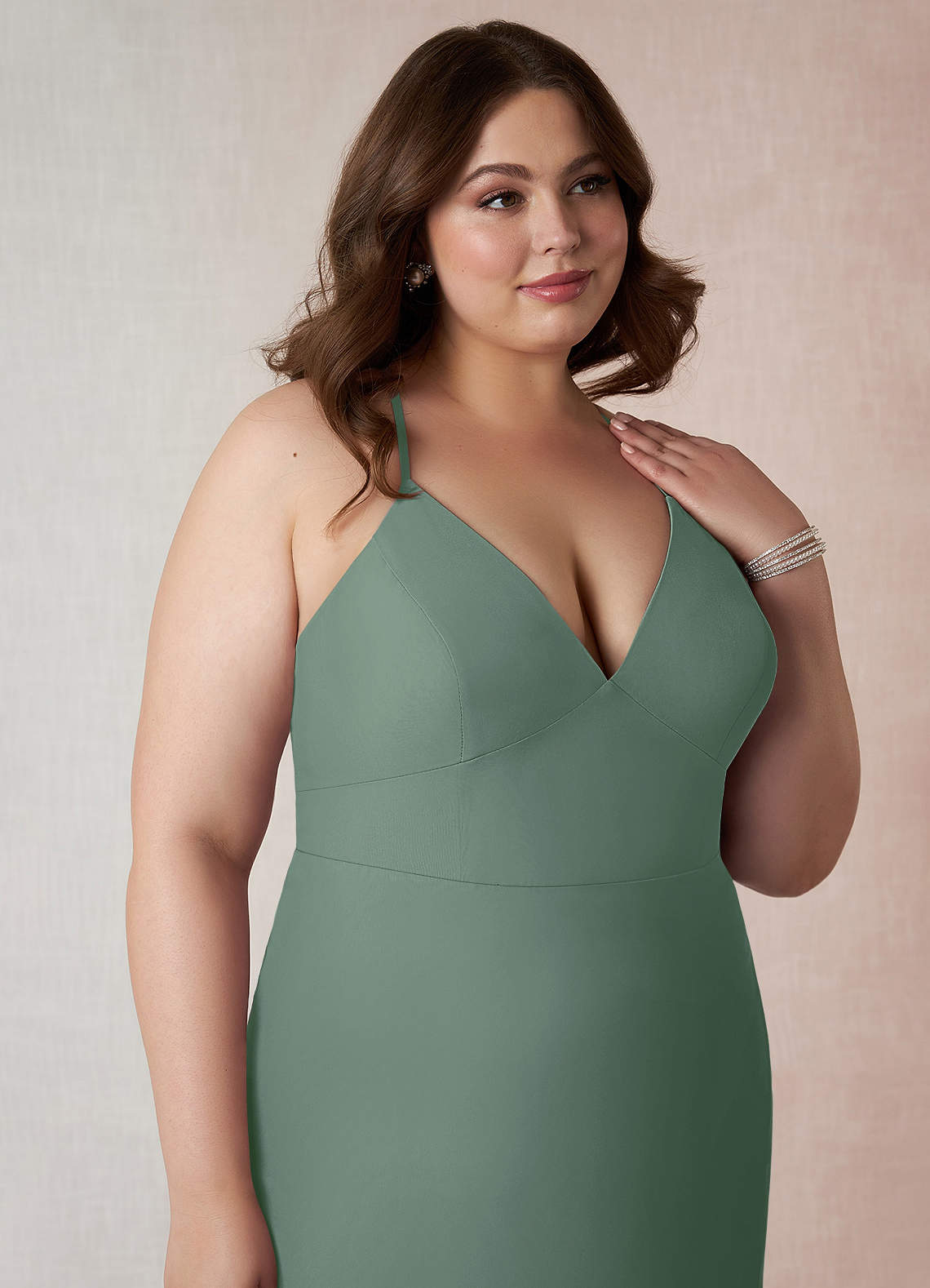 green emerald velvet dress A-Line/Princess V-Neck Short Sleeves Plus Size Bridesmaid Dresses with