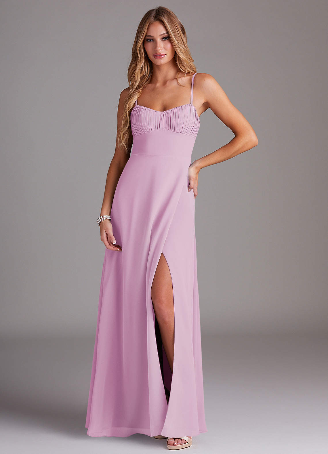 Azazie Breonna Bridesmaid Dresses Candy Pink A-Line Sweetheart Neckline Chiffon Dress image1