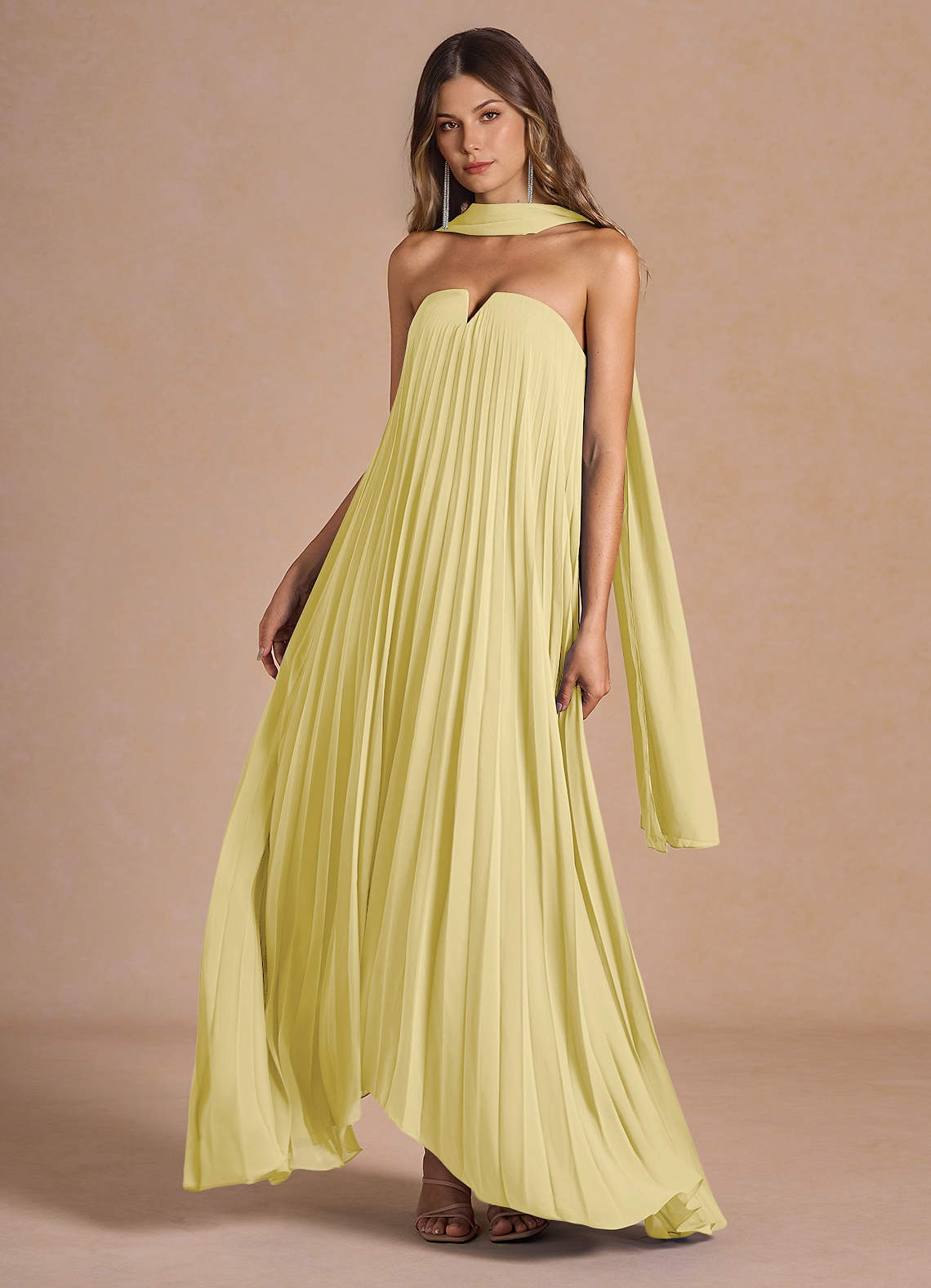 Nahla Lemon Sorbet Allover Pleated Maxi Dress image1