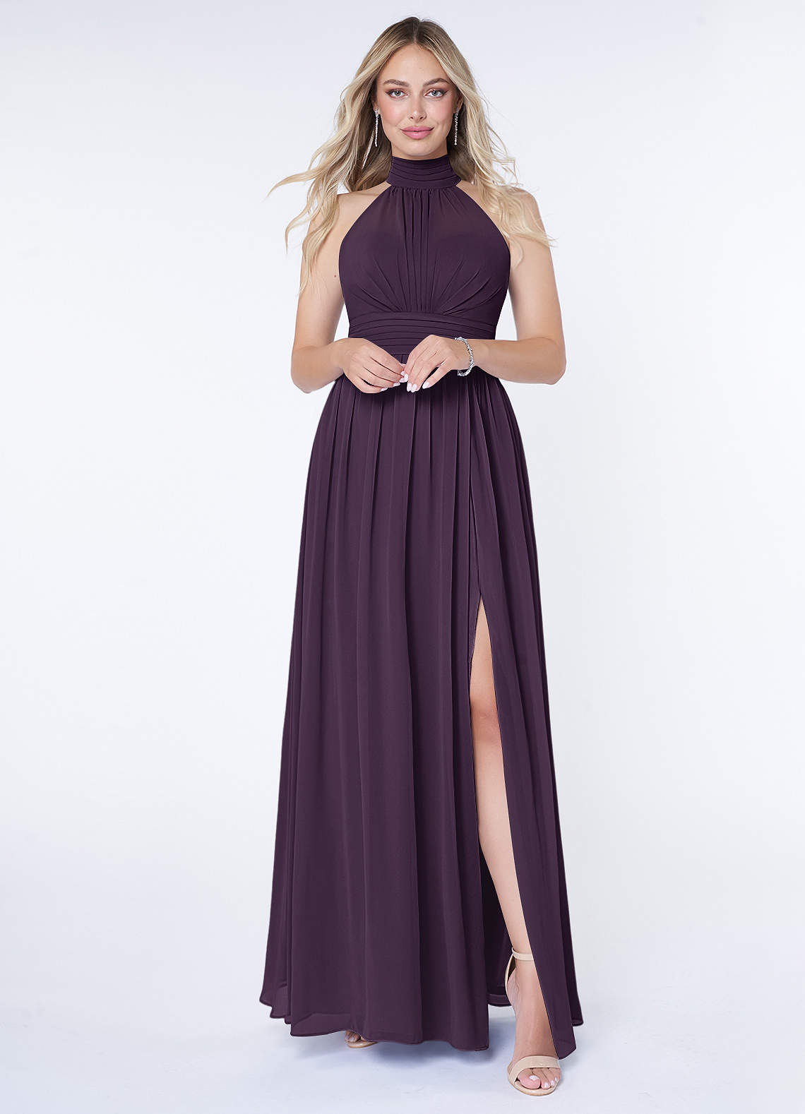 Azazie Iman Bridesmaid Dresses Plum A-Line A-Line Ruched Chiffon Dress image1