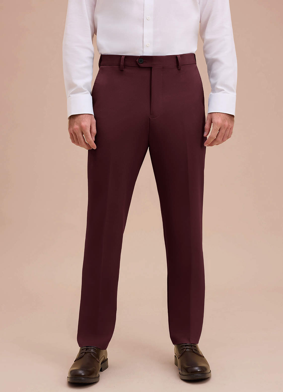 front Ethan Cabernet Refined Weave Performance Dress Pants