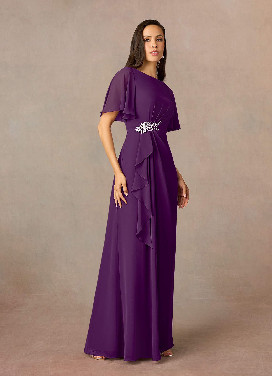 Azazie Rain Mother of the Bride Dresses Grape Sheath Beaded Chiffon Dress image8