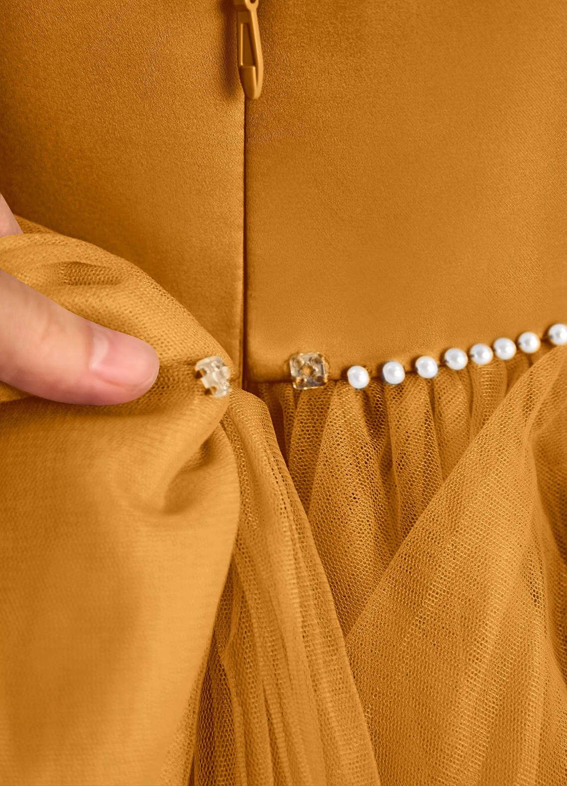 Azazie Tinie Flower Girl Dresses Butterscotch Ball-Gown Bow Tulle Dress image7