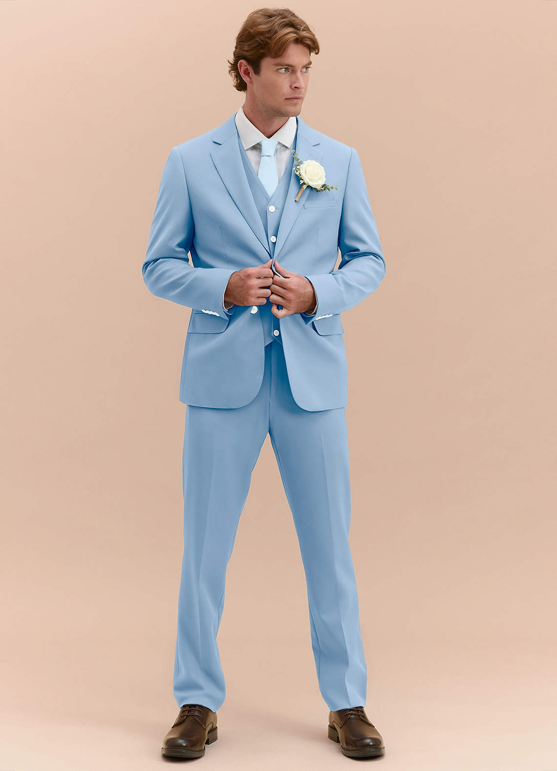 front James Sky Blue Structured Stretch 3-piece suit