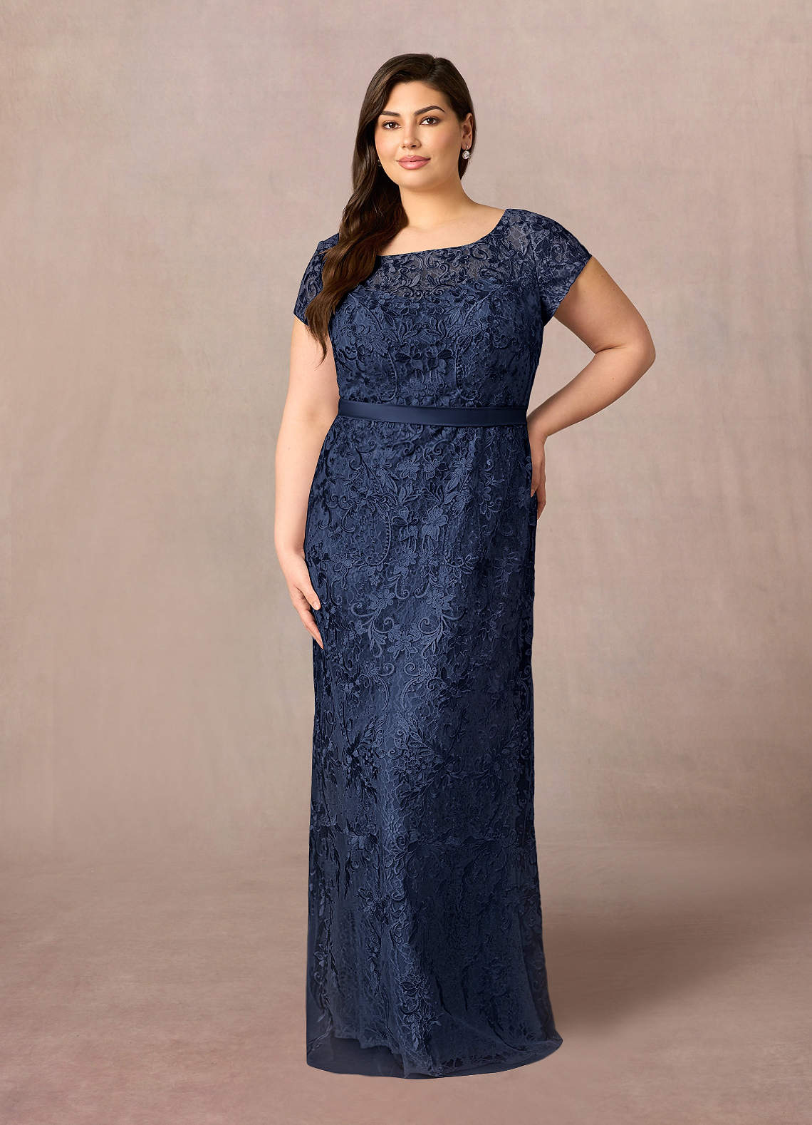 Azazie Dorit Mother of the Bride Dresses Dark Navy Sheath Scoop Lace Dress image6
