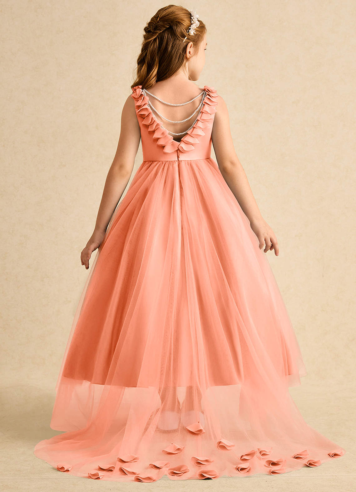 Azazie Lorita Flower Girl Dresses Sunset A-Line Beaded Tulle Dress image1
