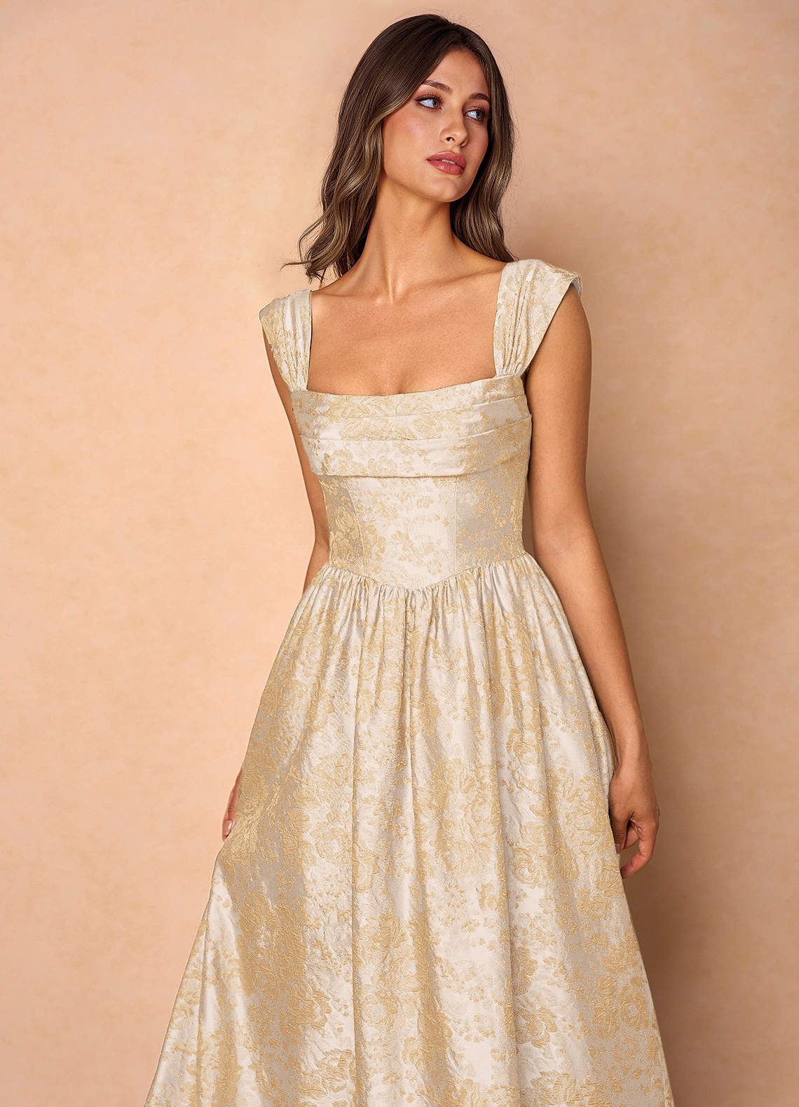 TreatÜrself specialVintage dress Runa Runa Vintage Champagne Maxi Dress | Azazie