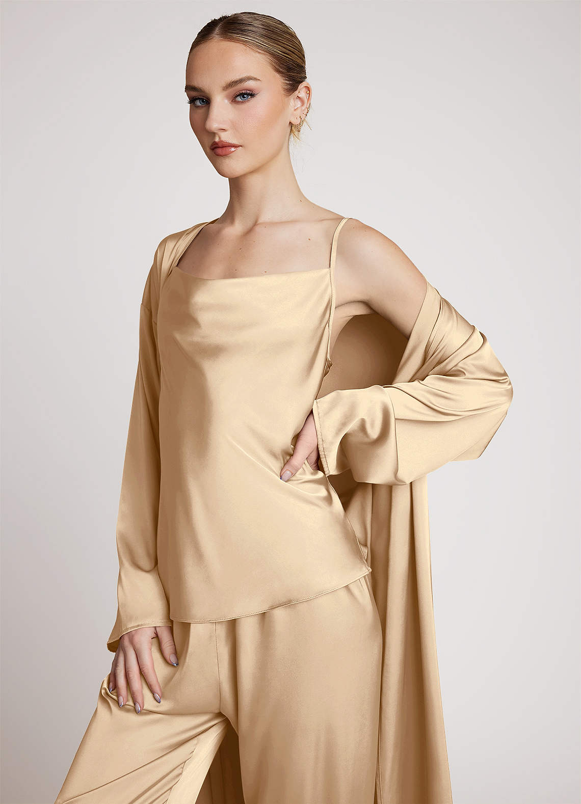 front Ensamble de Pyjama 3 Pièces en Satin