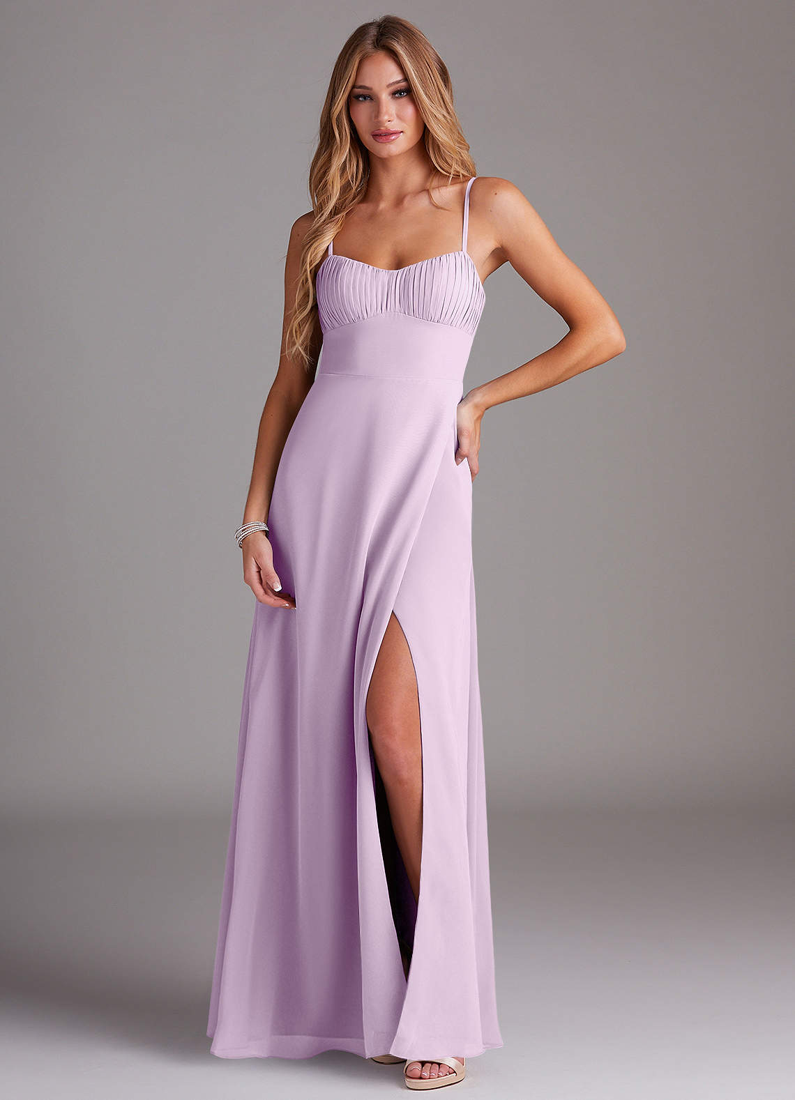 Azazie Breonna Abiti da Damigella Abito A-Line in Chiffon Scollo a Cuore Lilla Glassato image1