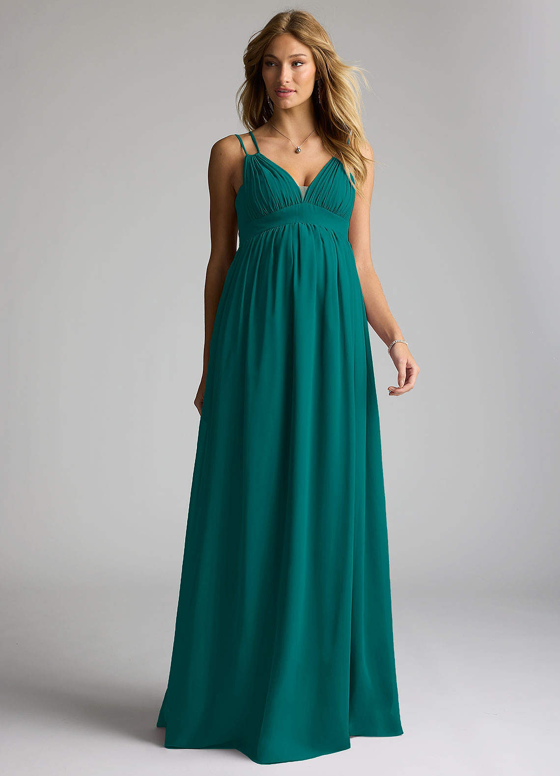 Azazie Emree Brautjungfernkleider für Schwangere A-Linie Chiffon Bodenlänge Kleid image1